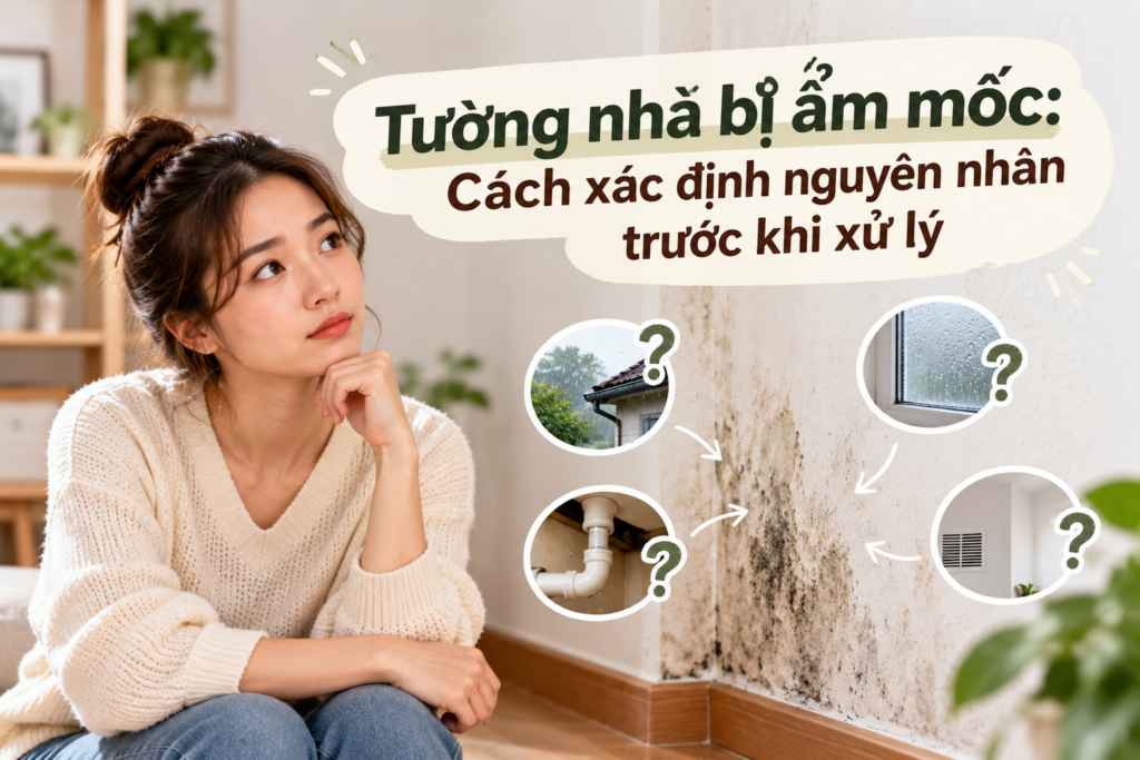Tường nhà bị ẩm mốc và cách xác định nguyên nhân trước khi xử lý